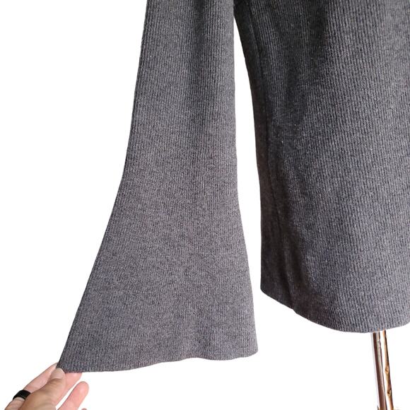 Robert Rodriguez Gray Wool Cashmere Bell Sleeve Open Back Rib Sweater Sz Small - Picture 5 of 11